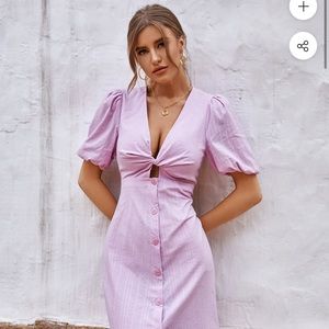 CUPSHE Varadero Plunge Bubble Sleeve A-Shape Dress